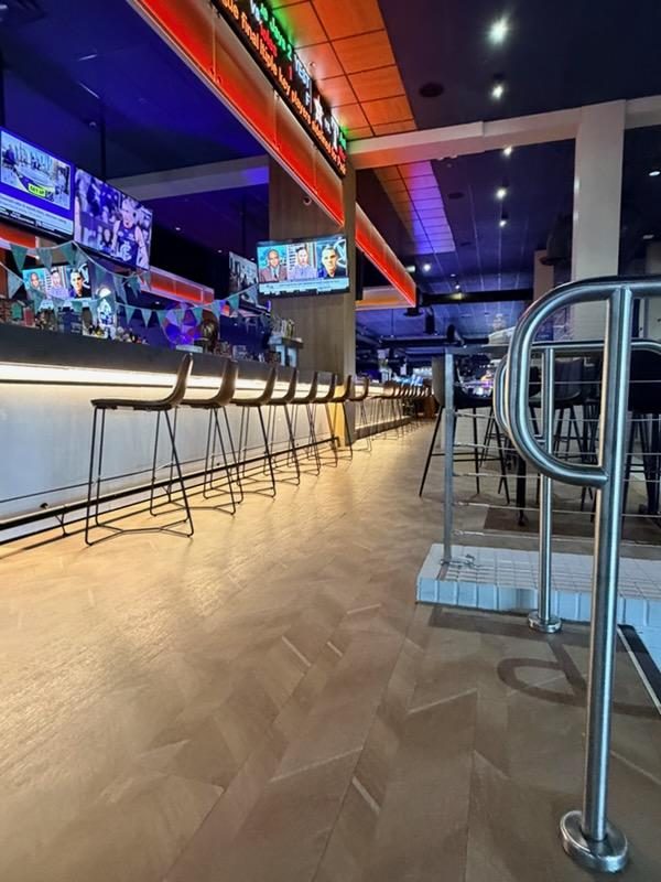 Commercial buildout — Bar seating + TV wall